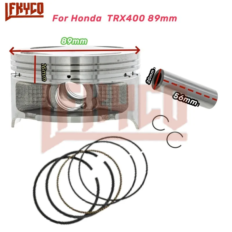

Поршневые кольца двигателя мотоцикла, диаметр 89 мм для Honda TRX400 Sportrax 400 TRX400EX TRX400X 1999-2014, штифт 20*56 мм, аксессуар для цилиндра