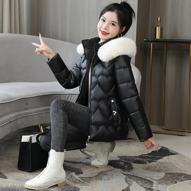 

Женская парка на хлопковом наполнителе, теплая ветрозащитная парка с большим меховым воротником, Повседневная Верхняя одежда для зимы 2022