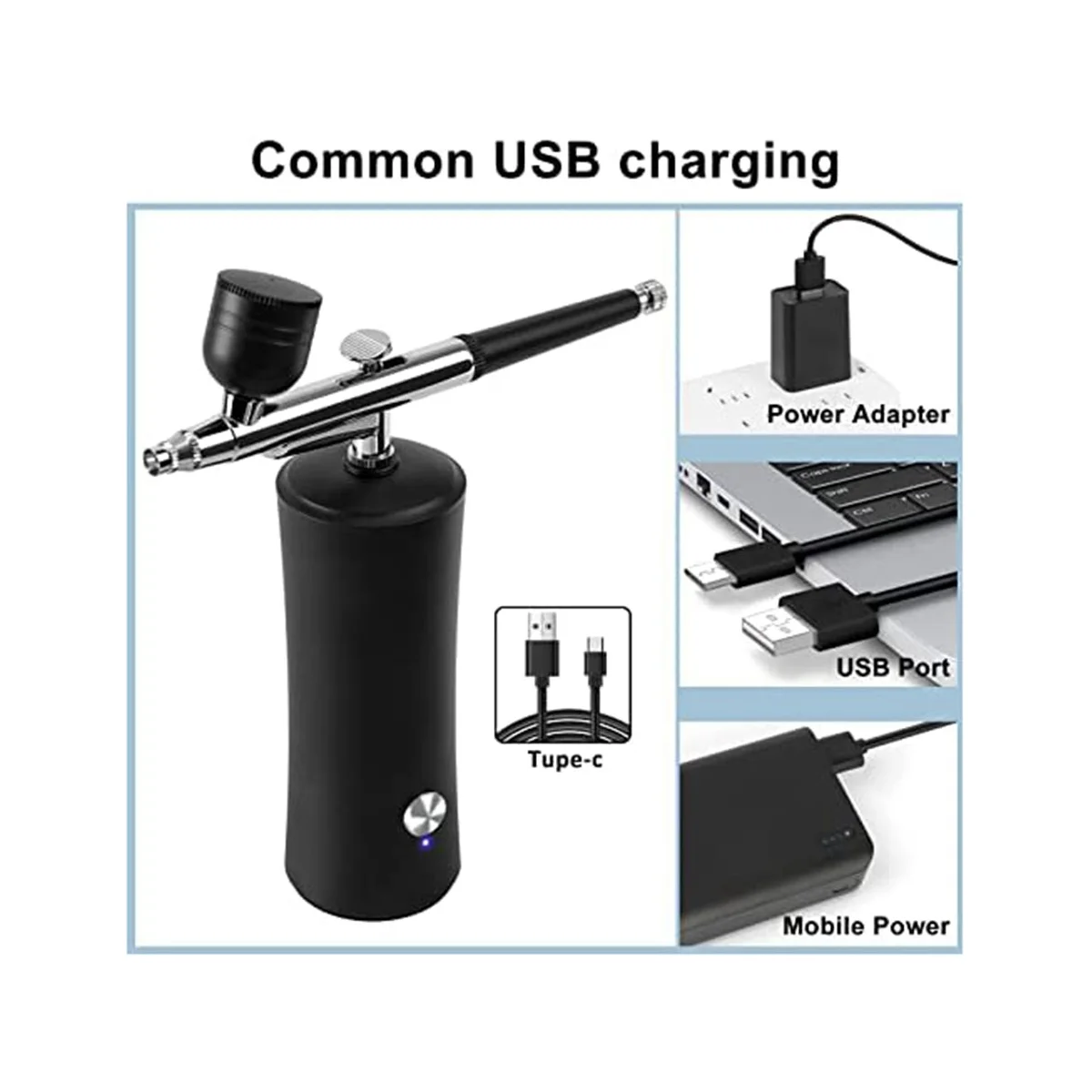 

Airbrush Kit Compressor, 30PSI Airbrush Gun Rechargeable Portable Handheld Cordless Air Brush, for Tattoos,Cosmetics