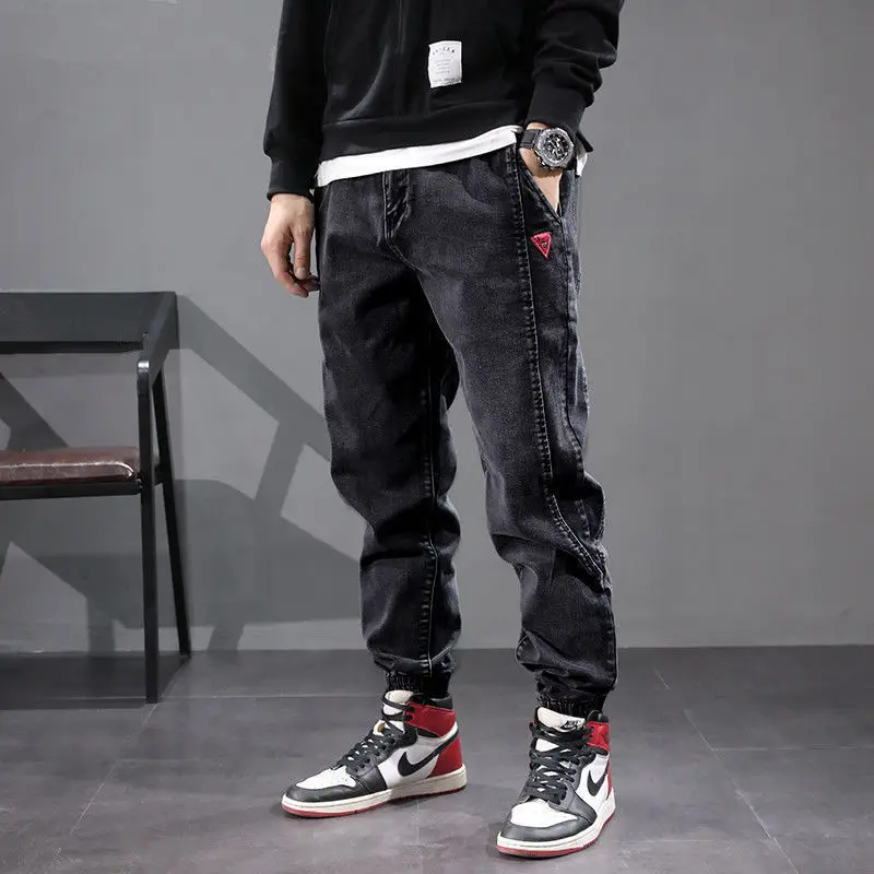 Man Pants Casual Pants Plush and Thicken Haren Pants Male Winter Korean Streetwear New Pattern Loose Shrink Jeans Y2k Sweatpants