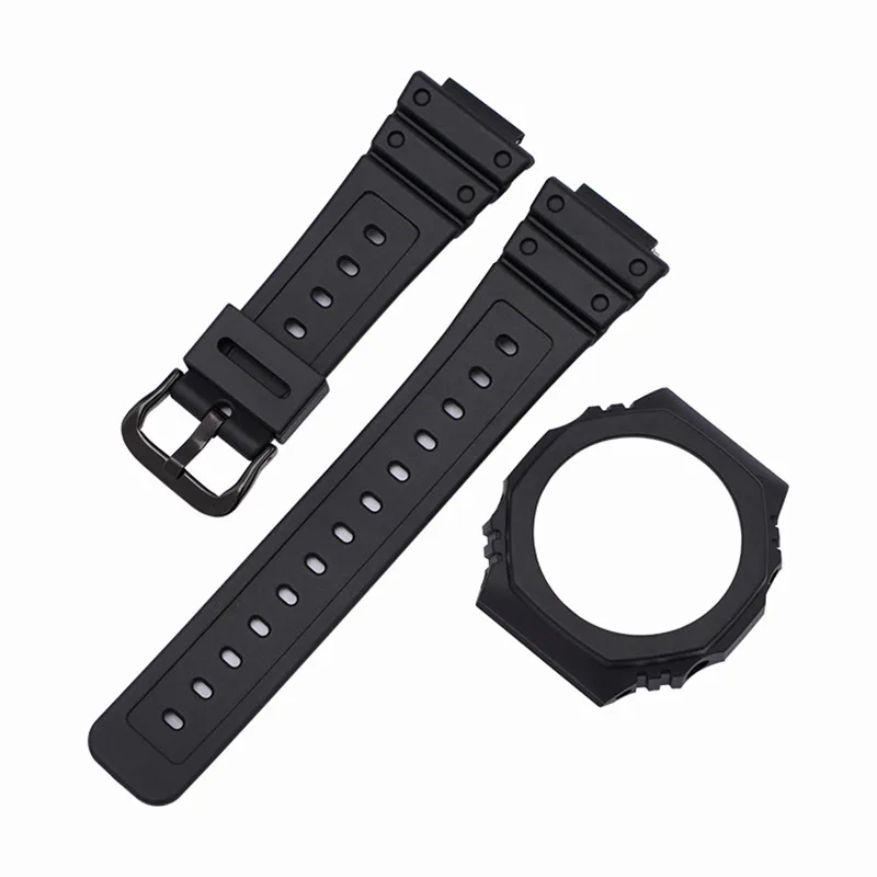 Дешево Ремешок из смолы + чехол для Casio G-Shock GA-2100 GA-2110 Замена ремешка для часов быстросъемный мужской женский мужской браслет защитный чехол