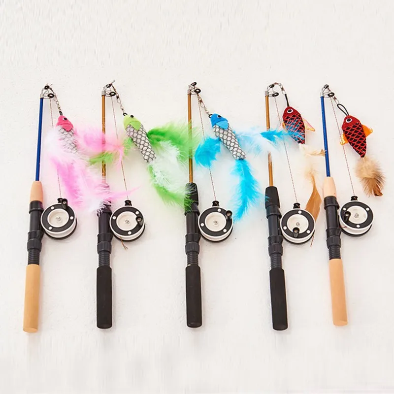 

Pet Cat Feather Funny Cat Stick Retractable Telescopic Fish-shaped Rodtoy Color Random Color Creative Interactive Toys 2021