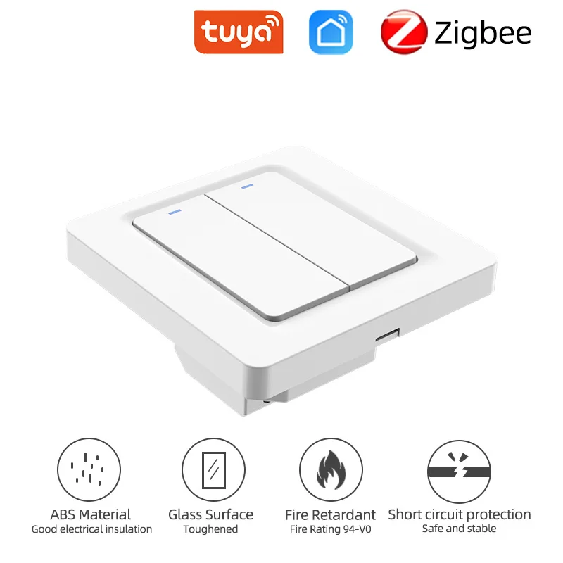 Умный кнопочный переключатель TUYA Zigbee, ЕС/Великобритания, 1/2/3 клавиши, Wi-Fi, управление через приложение, требует нейтрального провода, поддержка Google home Alexa