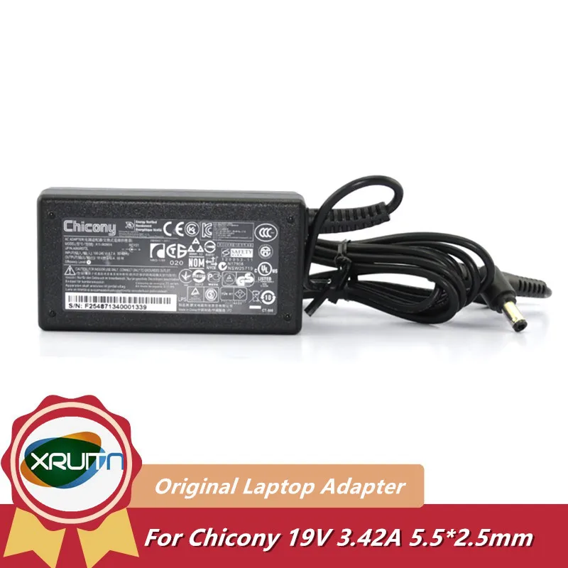 

Genuine 19V 3.42A 65W 5.5x2.5mm Chicony A065R072L A11-065N1A AC Adapter For ASUS X54H X54C A45VS A52 Laptop Power Supply Charger