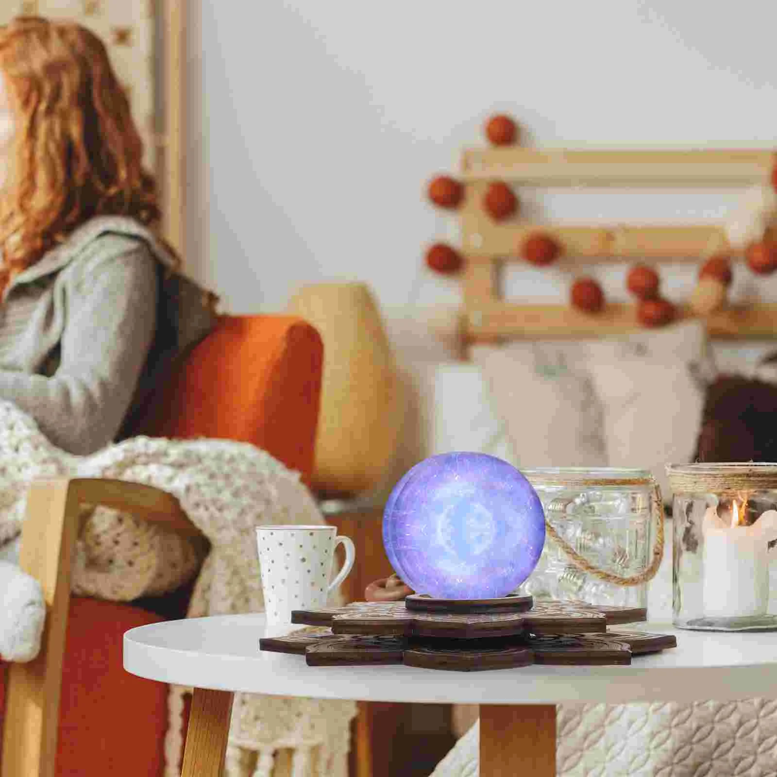 

Table Top Decor Crystal Ball Display Stand Base Displaying Decorative Holder Wooden Sphere