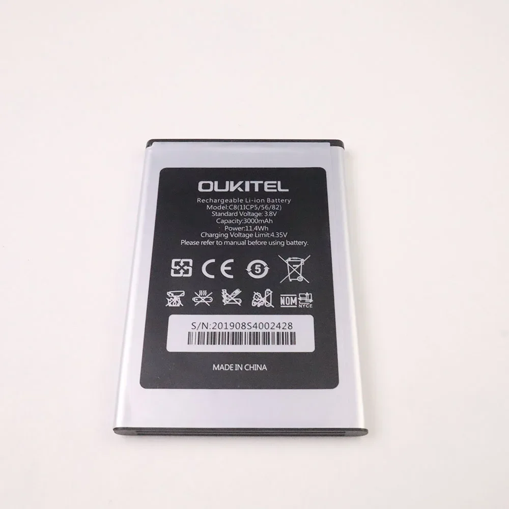 Фото Высококачественная оригинальная батарея для Oukitel C8 (1ICP5/56/82) 5,5-дюймовая батарея для телефона 3000 мАч №1
