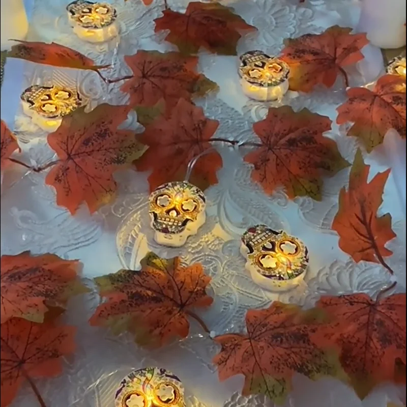 

Artificial Plants Rattans led light bunch Halloween Home Decor props Hanging Garland Fake maple leaf Rattan backdrop decorations