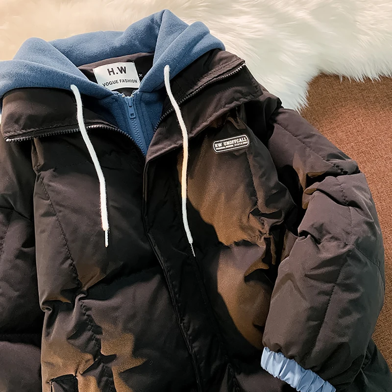 Stitching Fake Two Pieces Cotton Coat Jacket Women's Trendy Couple New Thickened Cotton-Padded Clothes Coat Winter Clothes