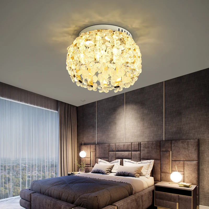 

2021 Modern Crystal Chandelier Lighting For Bedroom Living Room Dining Room Loft Home Decoration Round Gold Led Ceiling Lamps