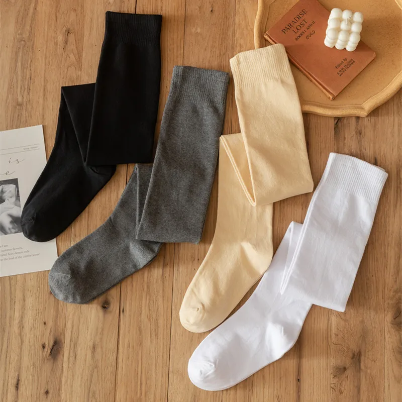 

Весенне-осенние хлопковые высокие чулки большого размера до колена сверхэластичные чулки из силикагеля с защитой от пота Нескользящие