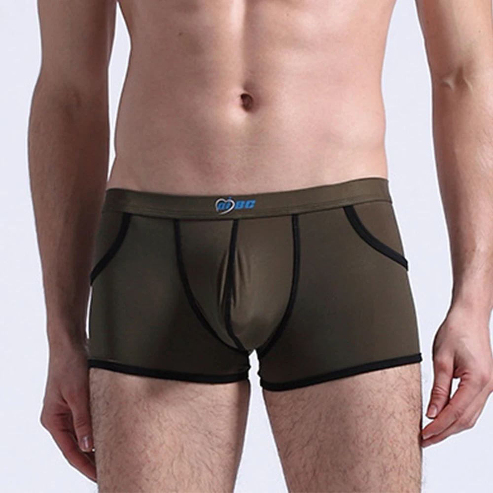 Brand Men Ice Silk Boxer Breathable Trunks Pouch Underpants Low Waist Briefs Comfortable Underwear Quick Dry Soft Lingerie