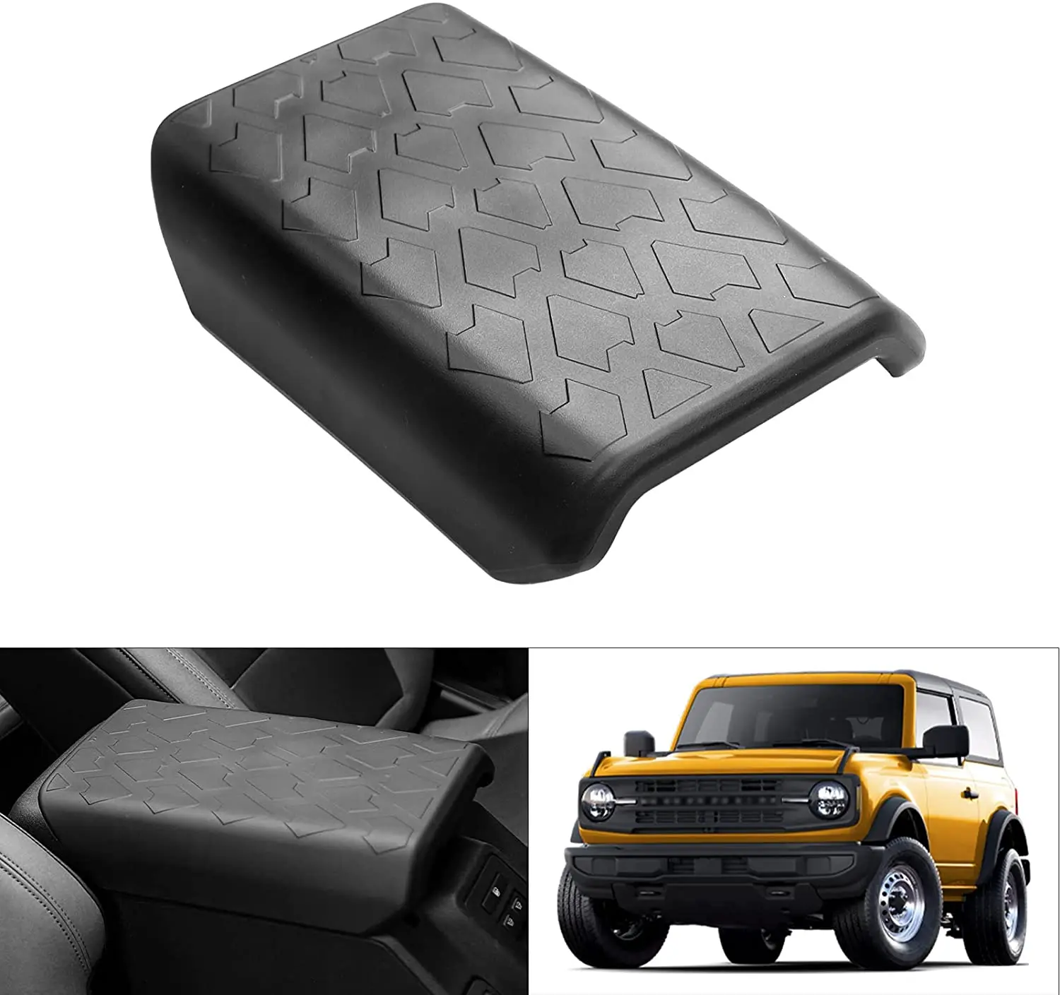 

Center Console Cover for Ford Bronco 2021 2022 2023 Armrest Box Cover Middle Console Protector Anti-Scratch Black TPE 2/4 Doors