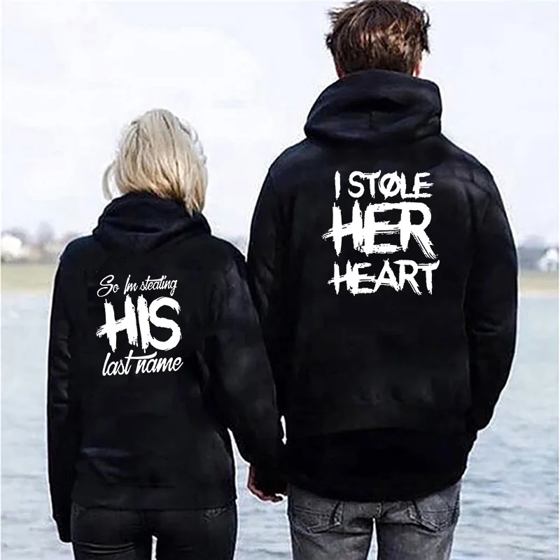 

Women Men Casual Long Sleeve Pullover I STOLE HER HEART Letter Printing Couple Hoodie Lover's Autumn Winter Hoody Sweatshirts
