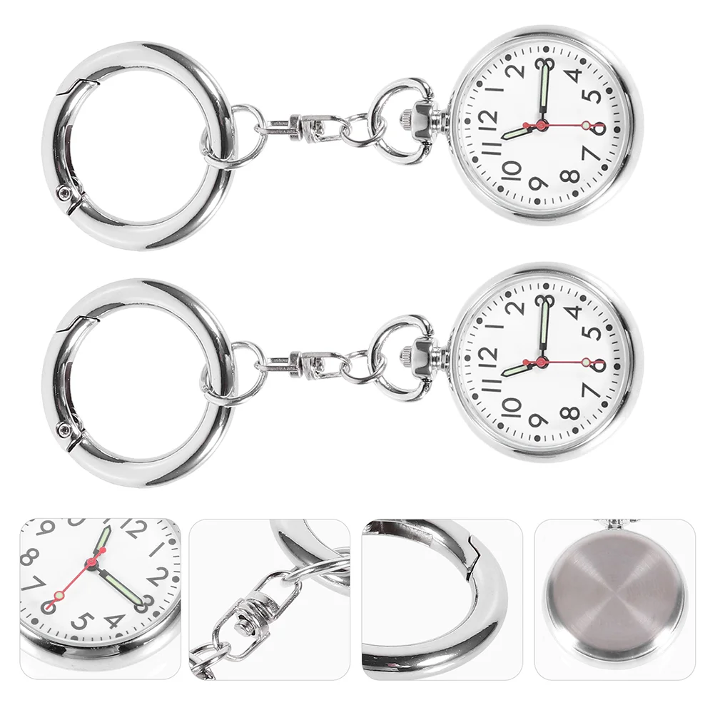 

2 Pc Nursing Student Badge Nurse Form Keychain-shaped Pocket Watch Durable Elderly Glass Children Travel