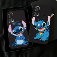 disney cartoon stitch phone case for huawei p smart z 2019 2021 p20 p20 lite pro p30 lite pro p40 p40 lite 5g black