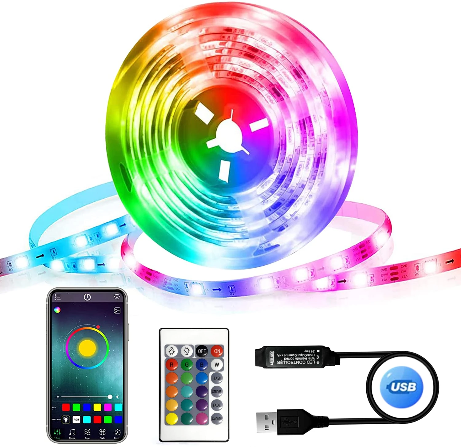 

USB-лента Светодиодная гибкая с поддержкой Bluetooth 2835, 5 В