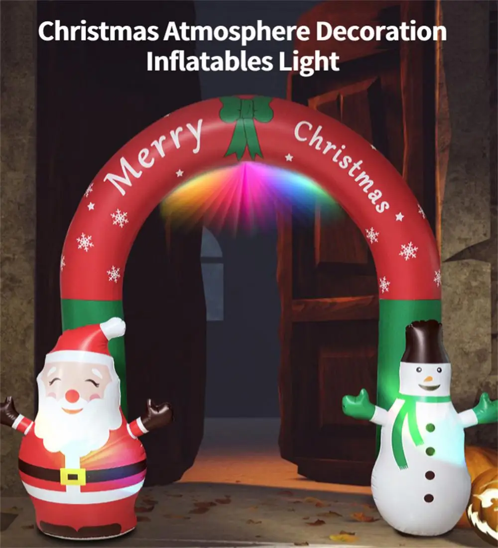 

Высококачественный Рождественский надувной архвал, 3D Рисунок ярдов, Арка с Санта-Клаусом, снеговиком на Рождество, новогодний вечерние нич...