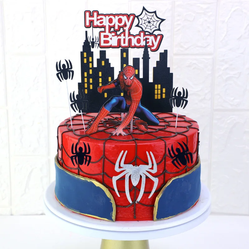 

Disney Marvel Spiderman Theme Cake Topper Super Hero Paper Cupcake Topper for Kids Boy Birthday Party Supplies Gifts