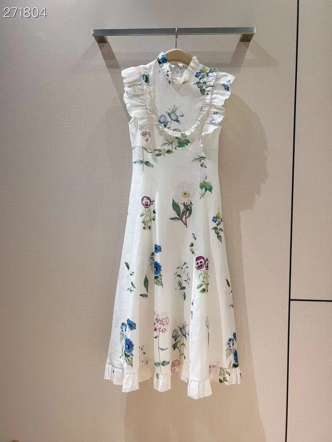 

Fyion Fashion Runway 2022 Summer Long Dress Women Flower Printed Sleeveless Holiday Party Top Dress