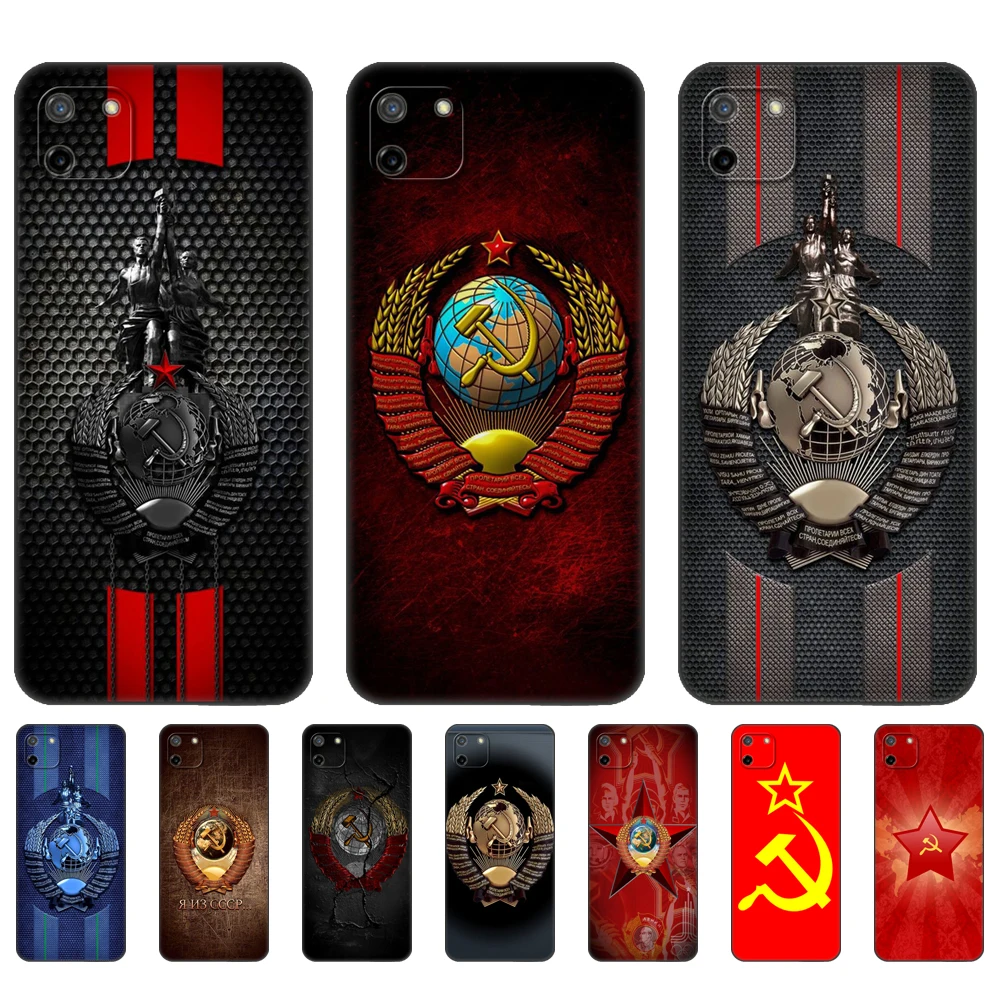 Black tpu Case For OPPO Realme 8i C25 C25S C11 2020 2021 C20 C21 C21Y C25Y Back Cover Vintage USSR CCCP