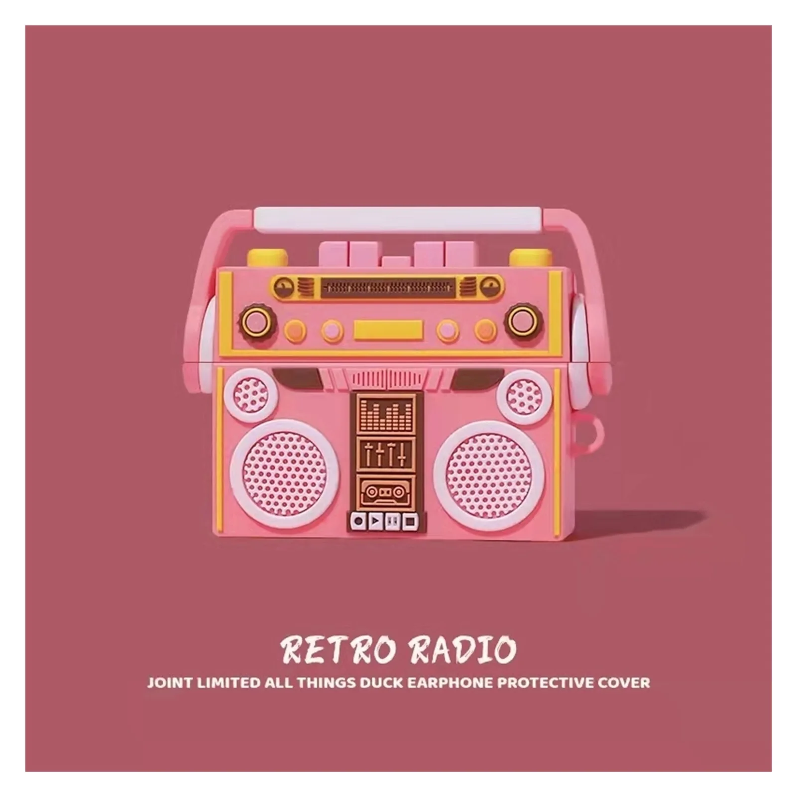 

Новинка силиконовый чехол для наушников Airpods 3 чехол 3D Розовый Ретро Радио Лента звукозаписывающее устройство чехол для наушников для Airpods 1 ...
