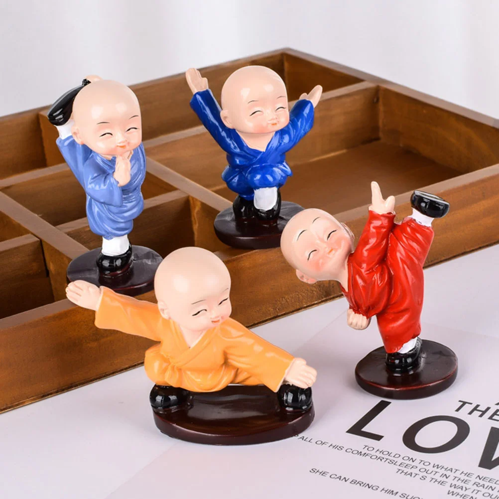 

4pcs Colorful Kawaii Chinese Maitreya Traditional Resin KongFu Monk
