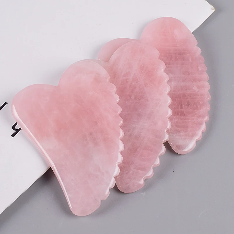 Массажер для лица и шеи с натуральным камнем розовый кварц