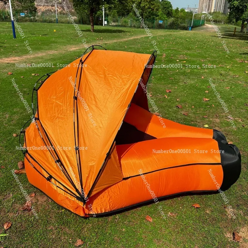 Фото Надувное кресло-мешок для SunRelax с навесом от солнца, портативный открытый пляжный кемпинг №1
