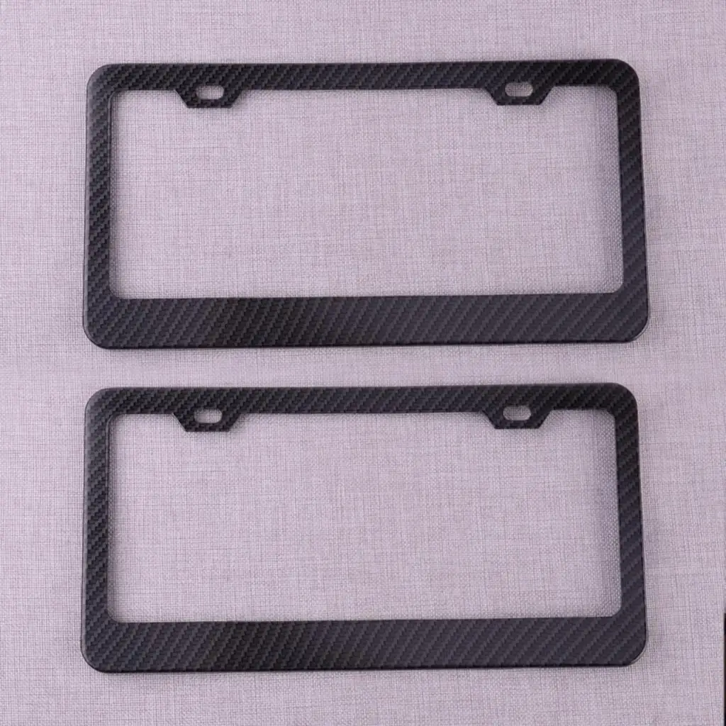 

2Pcs Universal License Plate Frame Tag Cover Holder Aluminium Alloy for USA Canada Standard Black Carbon Fiber Texture