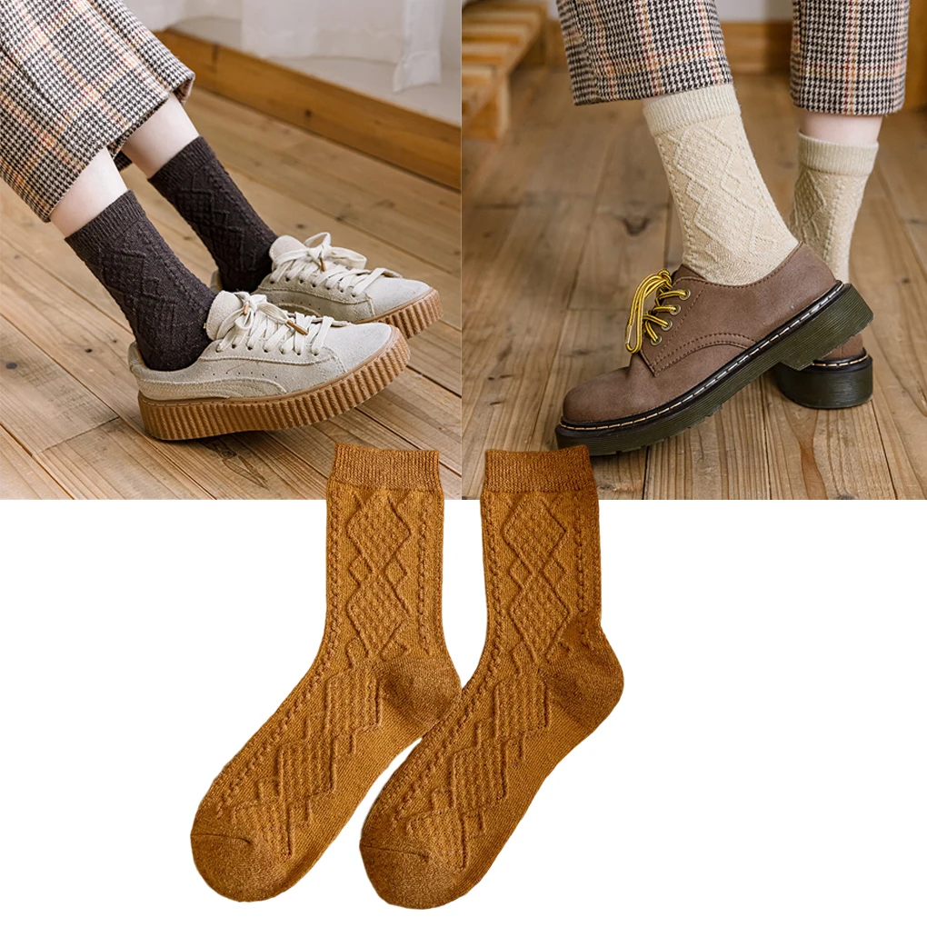 

Термоноски утолщенные однотонные в стиле ретро, 2 шт.