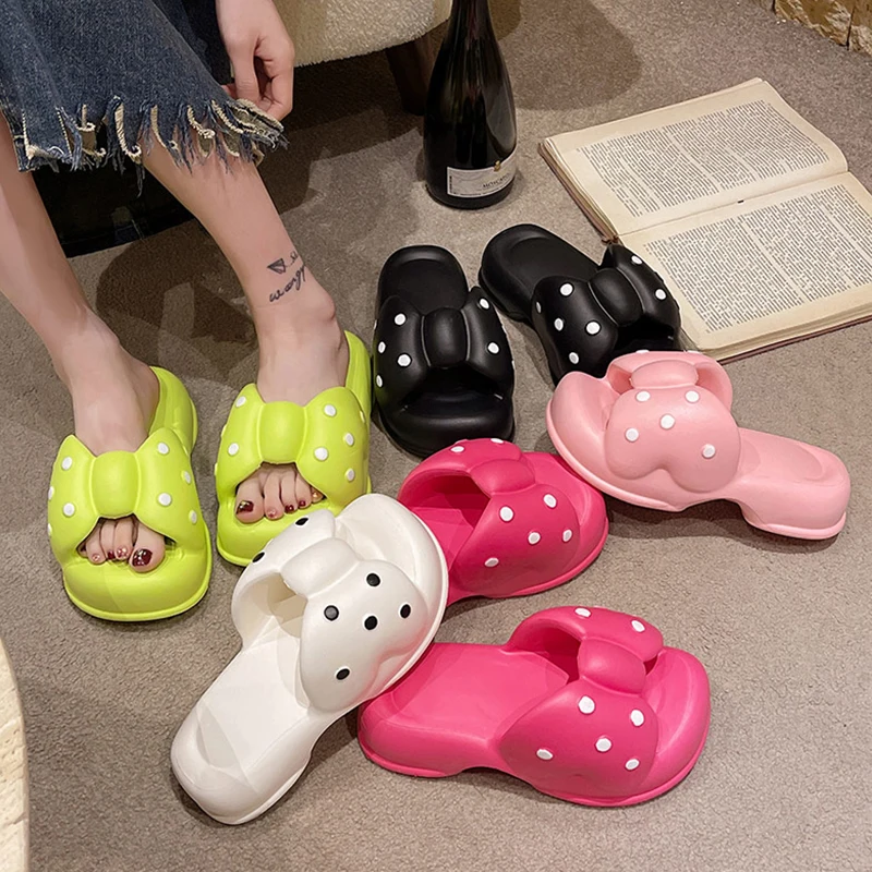 Warrior Cloud Slippers for Women Summer Non-Slip Soft Shower Pillow Home Shoes Sweet butterfly Polka Dot Girl Slides 2023