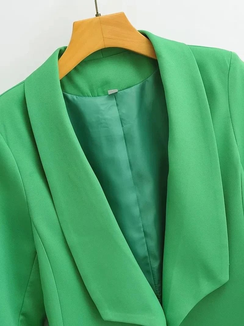 Maxdutti Fashion Candy Color Solid Shawl Collar Casual Short BlazersTops Roll Up Sleeve Jackets Women