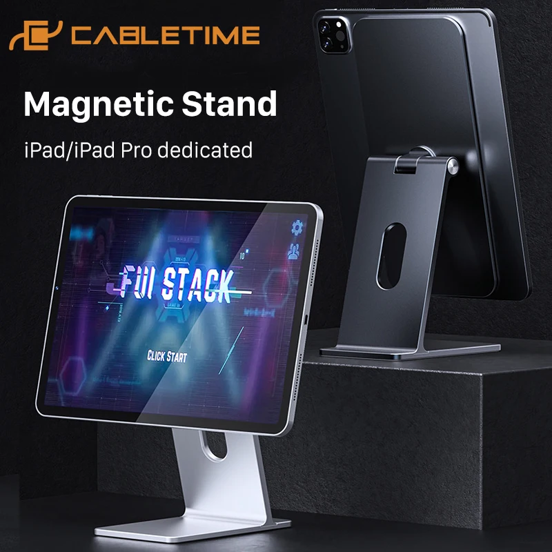 CABLETIME Tablet Magnetic Holder for iPad Pro 11 inch Aluminum Alloy Silicone Protection Tablet stand C425