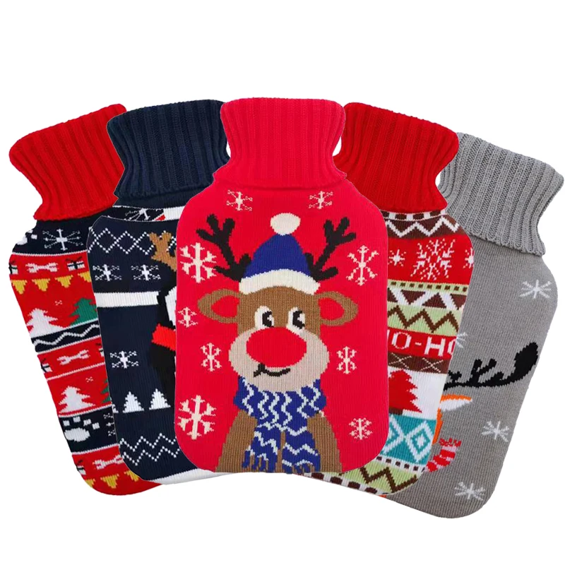 

Рождественский мешок для горячей воды 1000 мл, взрывозащищенный мешок для теплой воды, вязаный резиновый мешок для теплой воды, Товары для зим...