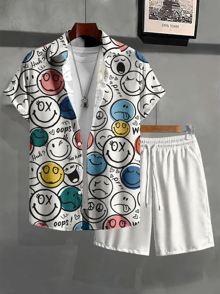 Новинка 2024 летняя городская уличная мода Мужской комплект рубашки мужские