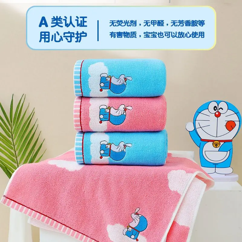Фото Хлопковое детское полотенце Doraemon, мягкое индивидуальное впитывающее быстросохнущее банное полотенце с героями мультфильмов, не легко выпадать, прочное Kawaii №2