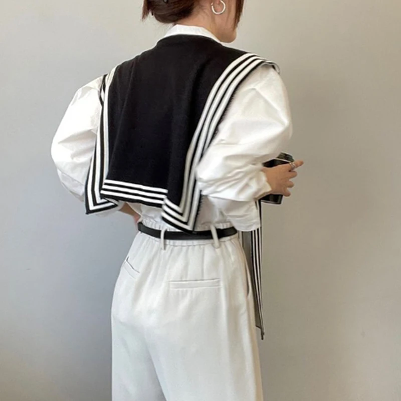 Модная и универсальная маленькая шаль женская полосатая верхняя рубашка