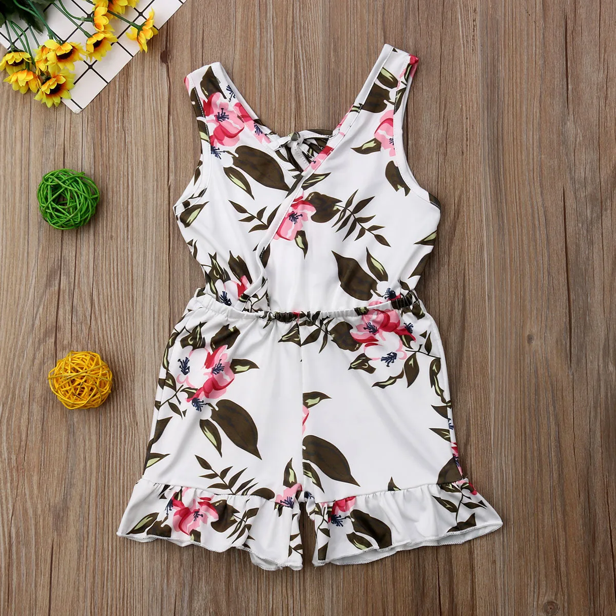 

Fashion Summer Kids Baby Girls Clothes Ruffles Sleeveless Flower Print Romper Jumpsuit Toddler Newborn Overalls Clothing Outfits