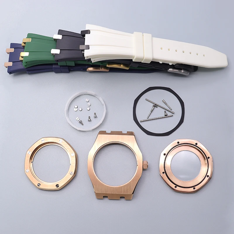 Корпус для часов из розового золота 41 мм резиновые браслеты Seiko nh34 nh35 nh36 циферблат