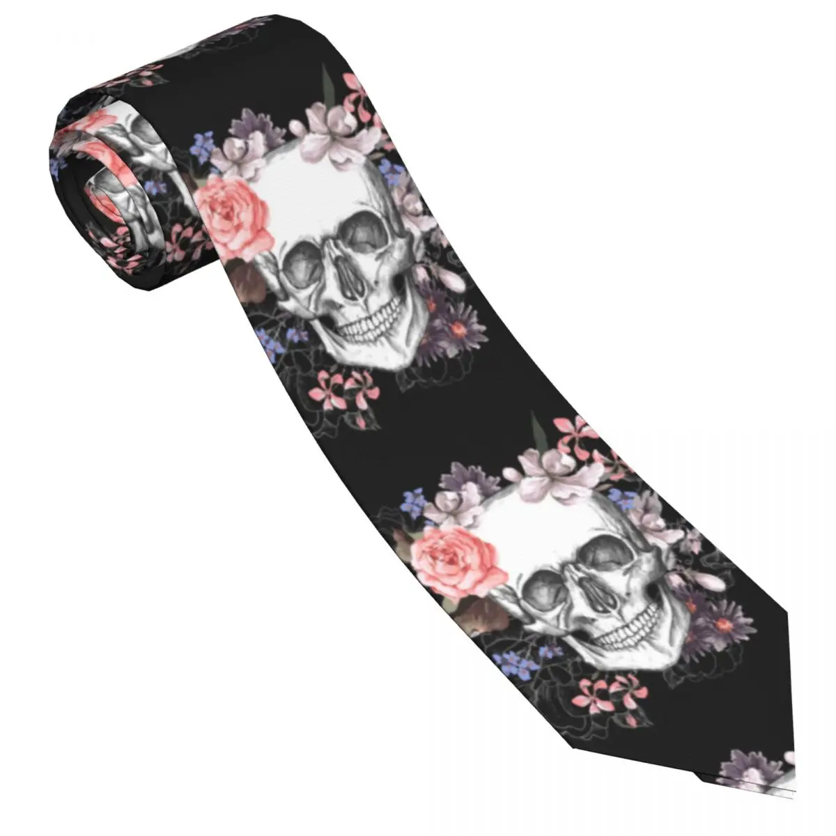 

Повседневный галстук с наконечником стрелы узкий череп цветы День мертвых галстук тонкий мужской галстук для мужчин аксессуары простота для строгих искусственных галстуков