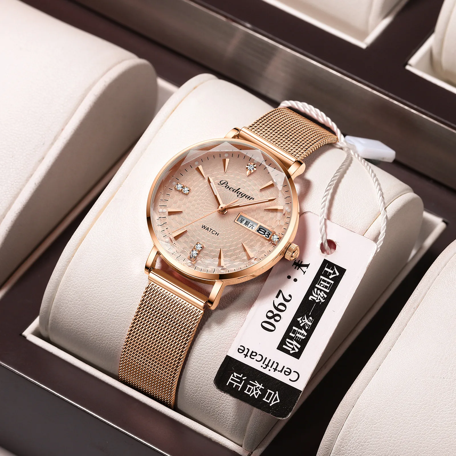Women‘s Watches High Quality Japan Quartz Watch for women Fashion Stainless Steel Mesh Simple Rhinestones Rose Gold Wristwatch enlarge