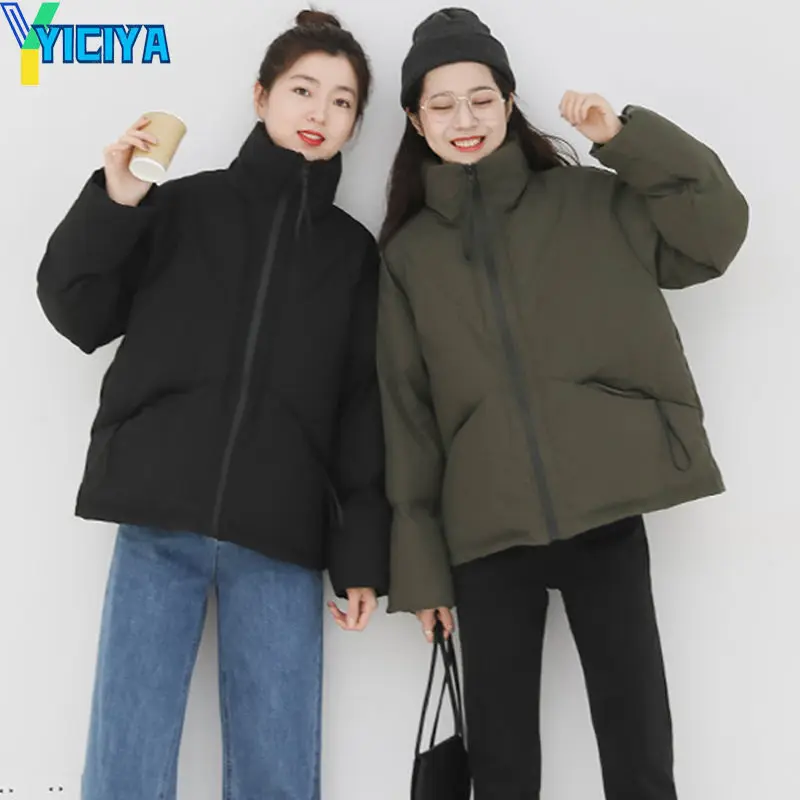 YICIYA Coats Woman Winter 2023 Streetwear Harajuku Warm Winter Parkas Solid Casual Women's Cold Jacket Oversize Winter Coats Y2k