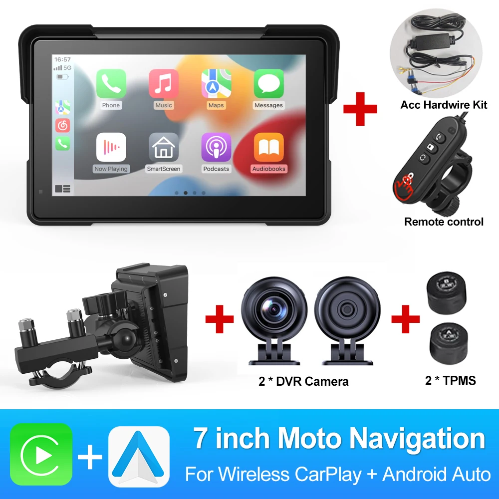 

BEPOCAM 5/7 дюймов мотоциклетный GPS-навигатор беспроводной CarPlay Android Auto Airplay экран портативный мото монитор WIFI IPX7