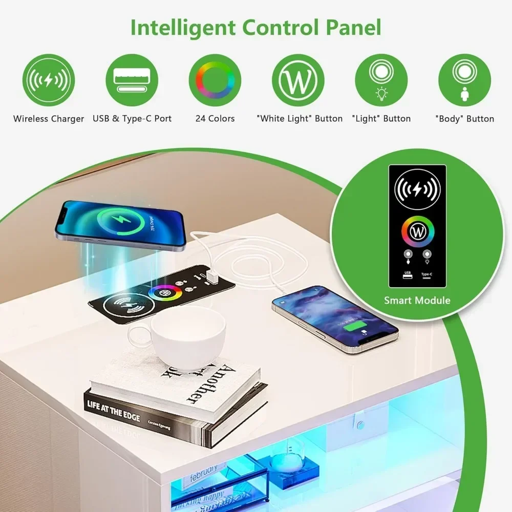 Умная Ночная подставка RGB светодиодный с беспроводной зарядной станцией умная