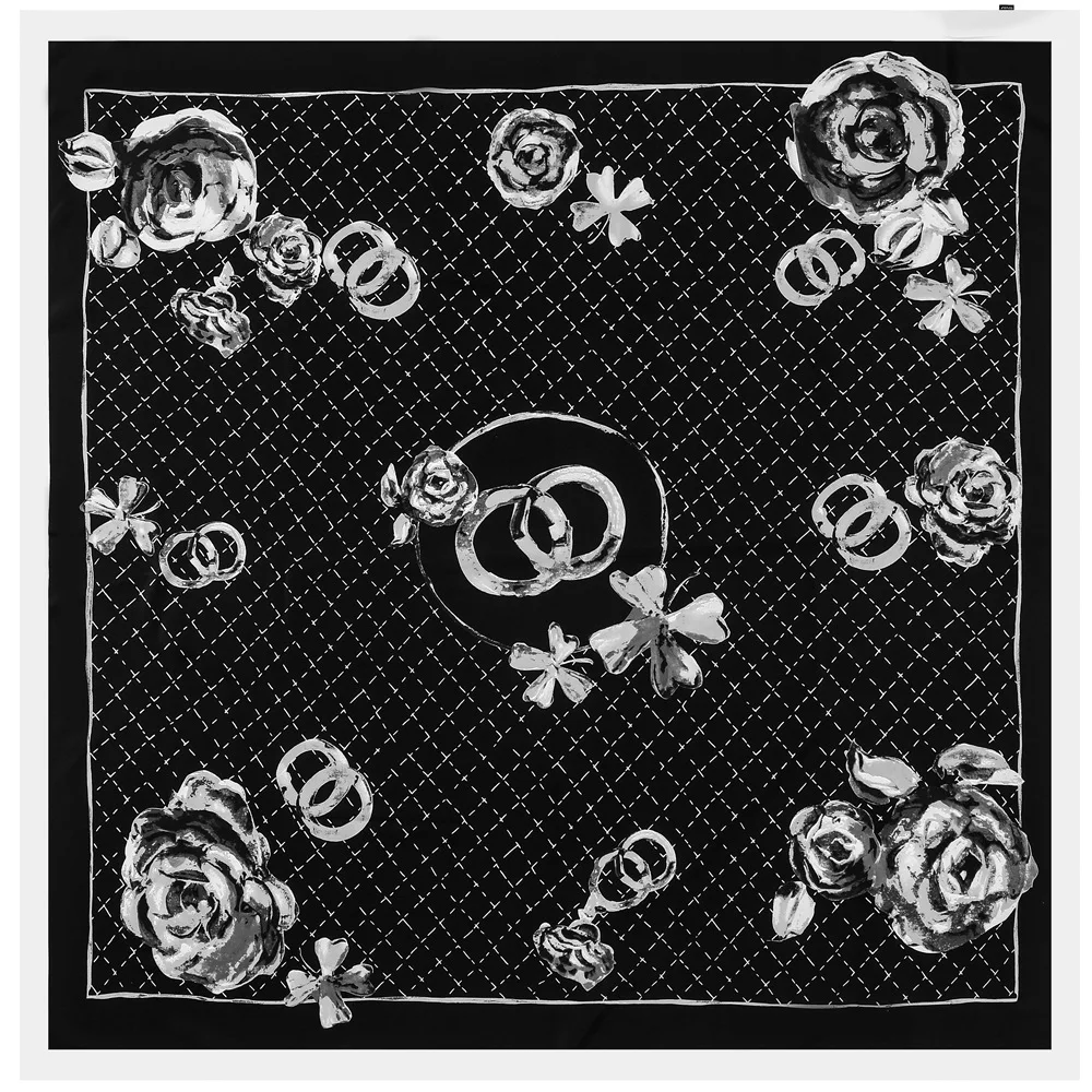 

130cm Luxury Brand 100% Twill Silk Scarf Plaid Rose Flower Square Scarf New Design Print Kerchief Woman Neck Shawl Wraps Echarpe