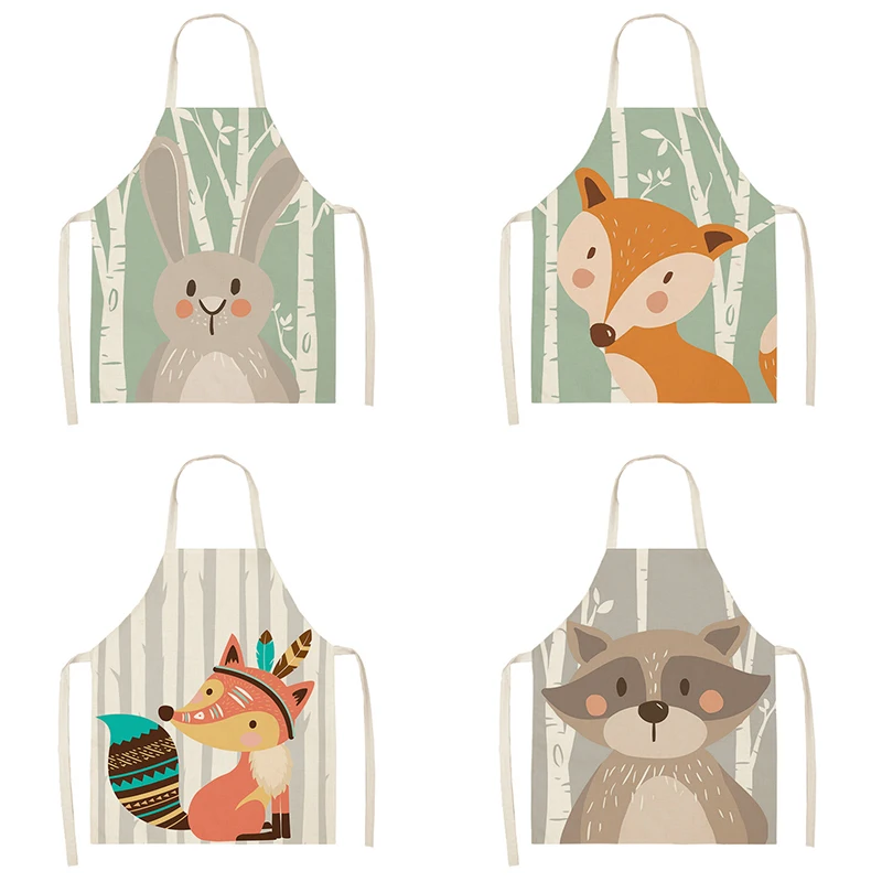 

Cooking Baking Chef apron Cartoon fox animal pattern apron Cooking accessories Men's and women's apron Cleaning apron