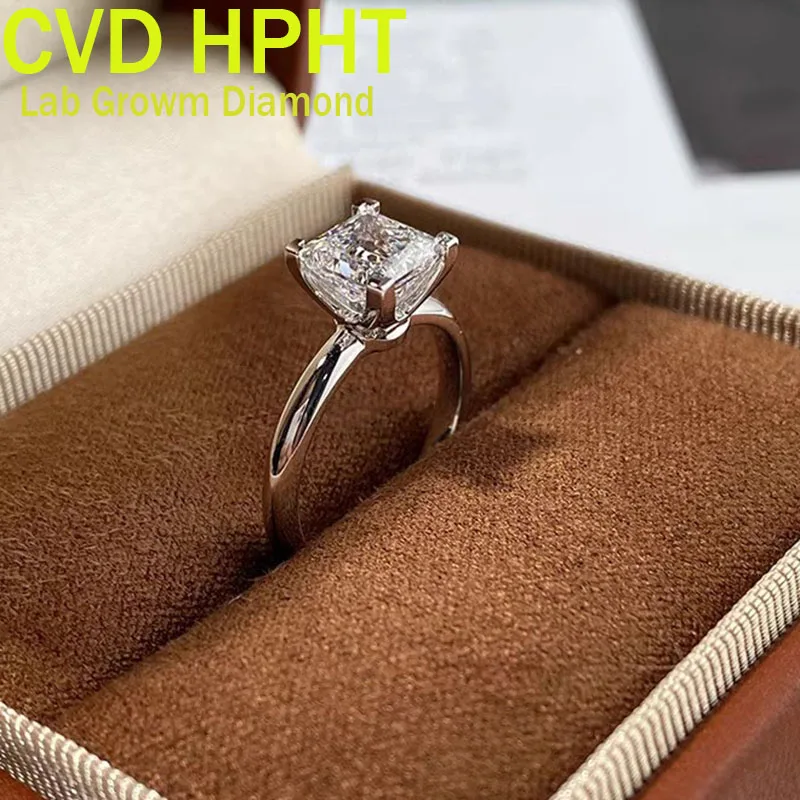 0 5 1 2 карата CVD HPHT Lab Growm Diamond Ring Au585 Кольцо из белого золота 14 карат в форме принцессы