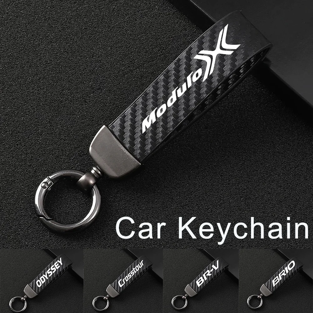 

For HONDA Modulo X Odyssey Crosstour BR-V Brio Amaze Passport Carbon Fiber Patterned Car Keychain Simple Auto Key Accessories
