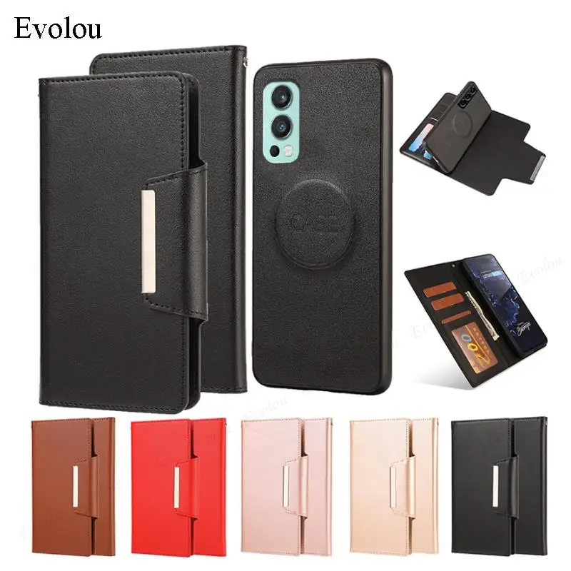 

Flip Leather shockproof Phone Case For Oneplus nord 2 CE 5G Magnetic Removable Wallet card slot book Cover For oneplus 9R 9 8T