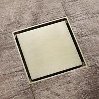 100 solid brass square bathroom shower floor drain tile insert invisible water filter brushed gold